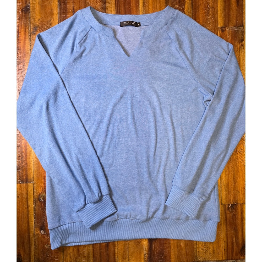 613 Eadinve Womens Blue Notched V-Neck Raglan Long Sleeve Sweatshirt Size M